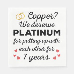 7th Wedding Anniversary I - Copper Funny Couple Napkin
