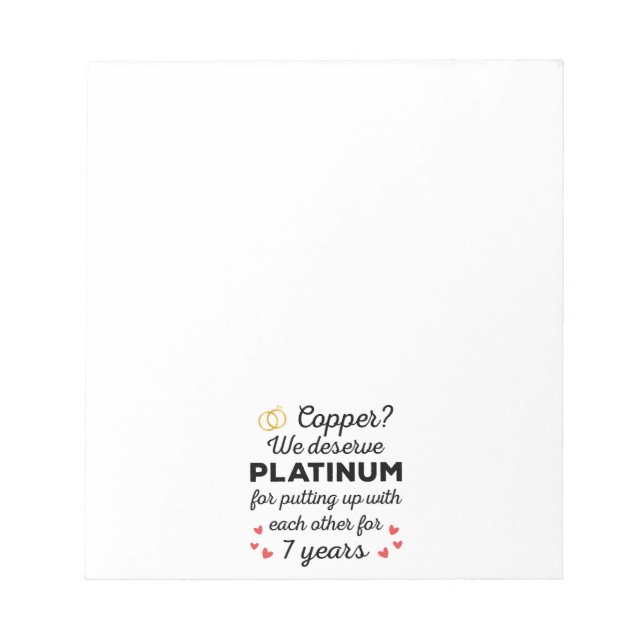 7th Wedding Anniversary I - Copper Funny Couple Notepad (Front)