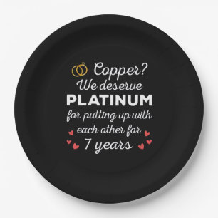 7th Wedding Anniversary I - Copper Funny Couple Paper Plate