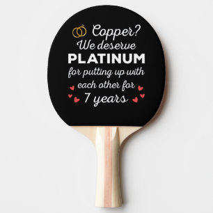 7th Wedding Anniversary I - Copper Funny Couple Ping Pong Paddle