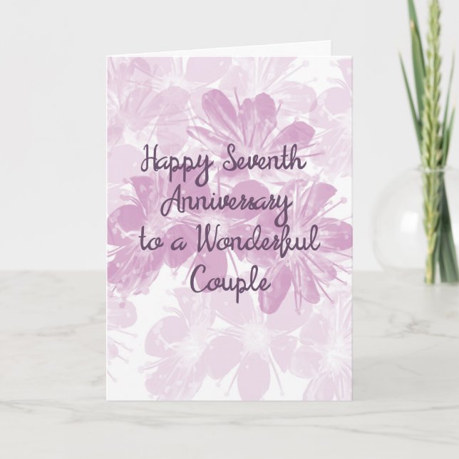 7th Wedding Anniversary Lavender Flowers Card (Front)