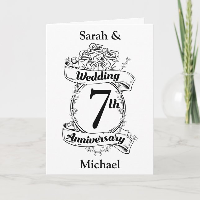 7TH Wedding Anniversary Roses Card (Front)
