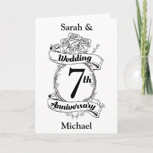7TH Wedding Anniversary Roses Card