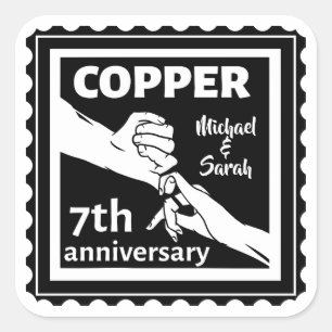 7th wedding anniversary traditional gift iron square sticker