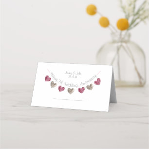 7th Wedding Anniversary  wool heart placecard