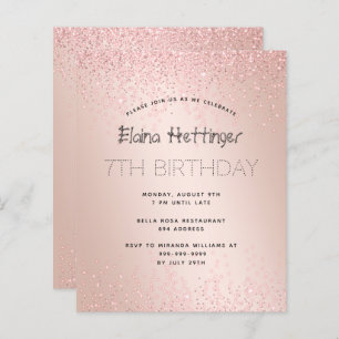 7TH Year Budget Birthday Glitter Rose Gold Metal
