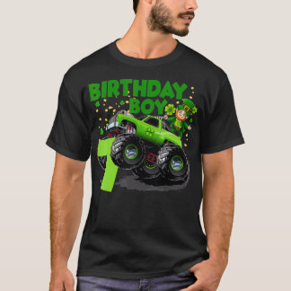 7th Year Old Birthday Boy Monster Truck St Patrick T-Shirt