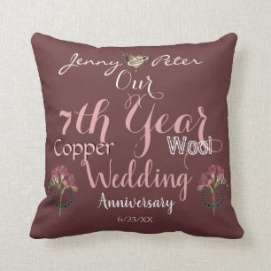 7th Year Wedding Anniversary Freesia Onyx Cushion