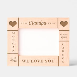7x5 BEST Grandpa Ever Grandkids Names Etched Frames