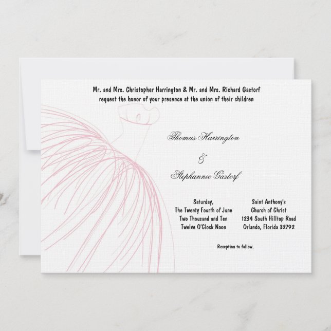 7x5 Light Pink Dress Wedding Invitation (Front)