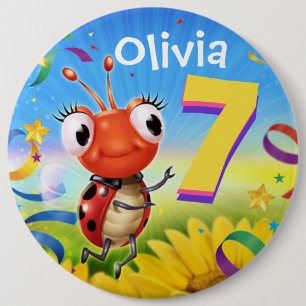 7yrs Custom birthday badge Little Ladybug range