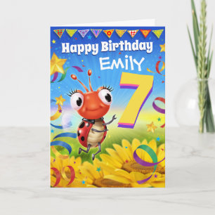 7yrs Custom birthday card Little Ladybug range