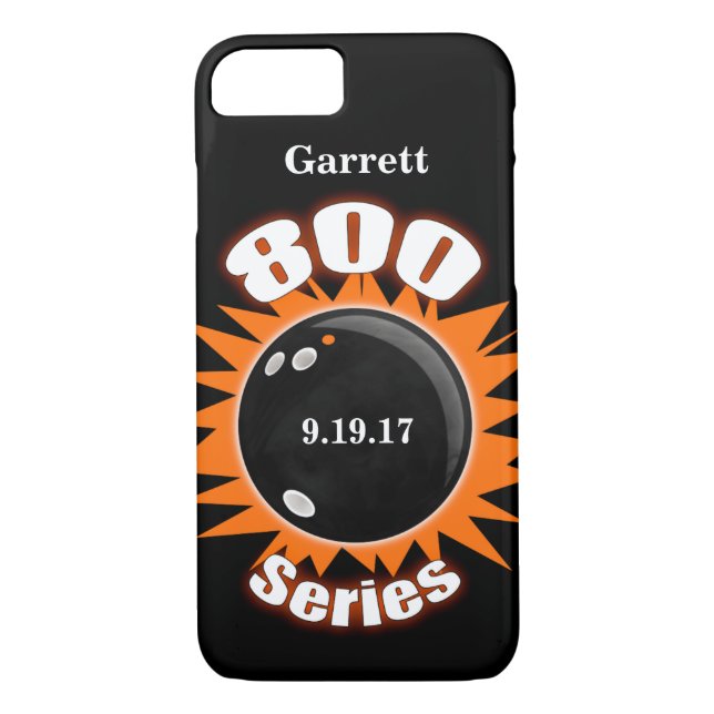 800 Series in Black and Orange with name Case-Mate iPhone Case (Back)