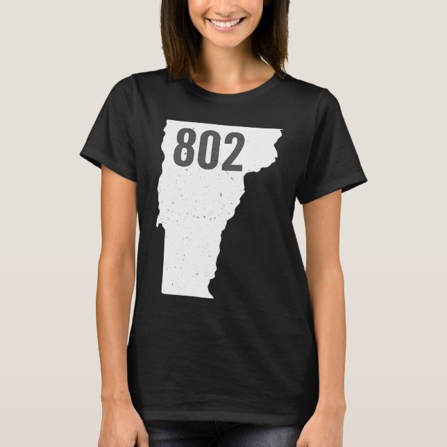 802 Vermont Area Code Pride State Outline T-Shirt (Front)