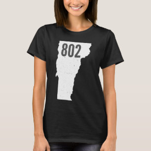 802 Vermont Area Code Pride State Outline T-Shirt