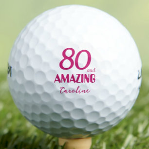 80 and Amazing Aunt Gift – Pink 80th Birthday Golf Balls