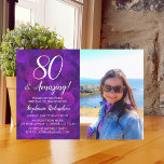 80 and Amazing Elegant Purple Photo Birthday Invitation<br><div class="desc">80 and Amazing Elegant Purple Photo Birthday Invitation Personalise this elegant purple birthday party invitation with the name and photo of the person celebrating a very special day in their life. An 80th birthday is a special milestone to celebrate. Mark the occasion by planning a party and sending invitations to...</div>