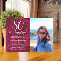 80 and Amazing Red Rose Photo Birthday