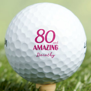 80 and Amazing Sister Gift – Pink 80th Birthday Golf Balls