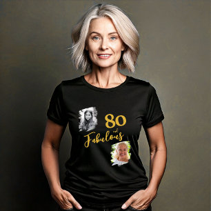 80 and Fabulous 2 Photo 80th Birthday Tri-Blend Shirt