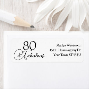 80 and Fabulous 80th Birthday Black Script Address