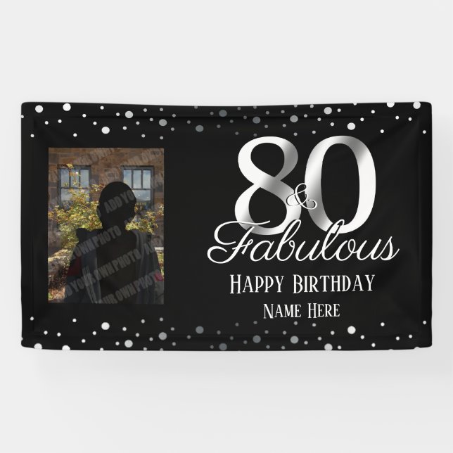 80 and Fabulous Birthday Confetti Photo Banner (Horizontal)