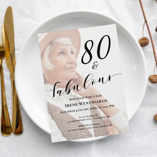 80 and Fabulous Eightieth Birthday Photo Script Invitation