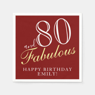 80 and Fabulous Elegant Script 80th Birthday Napkin