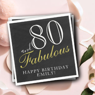80 and Fabulous Elegant Script 80th Birthday Napkin