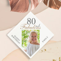 80 and Fabulous Elegant Script Photo 80th Birthday