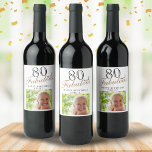 80 and Fabulous Elegant Script Photo 80th Birthday Wine Label<br><div class="desc">80 and Fabulous Elegant Script Photo 80th Birthday Wine Label. The saying 80 and fabulous is in modern script on a white background. Make your own 80th birthday party wine labels for her. Customise with the name and age number and insert your photo into the template.</div>