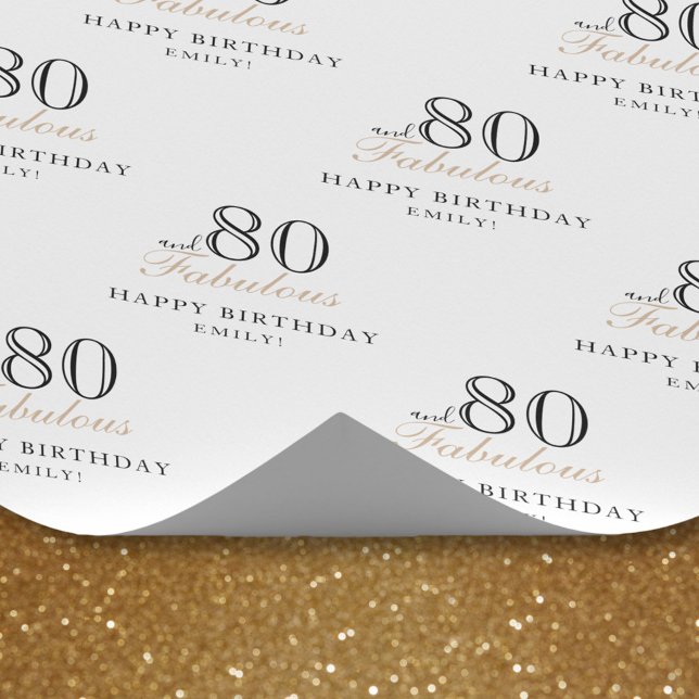 80 and Fabulous Elegant Woman 80th Birthday Wrapping Paper (Creator Uploaded)