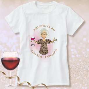 80 and Fabulous Female Cartoon Fun 80th Birthday  T-Shirt