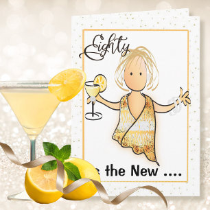 80 and Fabulous Funny Cute Female Cartoon Birthday Card
