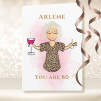 80 and Fabulous Funny Lady 80th Birthday Cartoon 