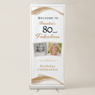 80 and Fabulous Gold Birthday Welcome Photo Retractable Banner