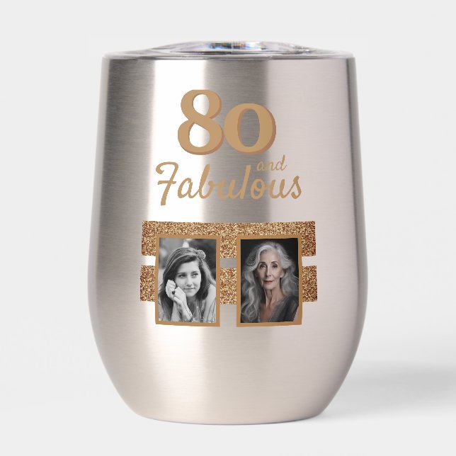 80 and Fabulous Gold Glitter 2 Photo 80th Birthday (Front)
