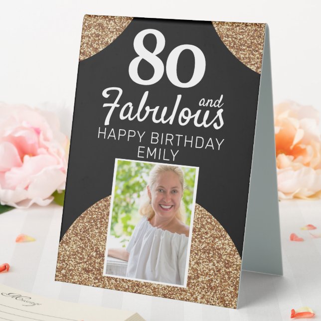 80 and Fabulous Gold Glitter Photo 80th Birthday (In SItu (Wedding))