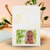80 and Fabulous Gold Glitter Photo 80th Birthday