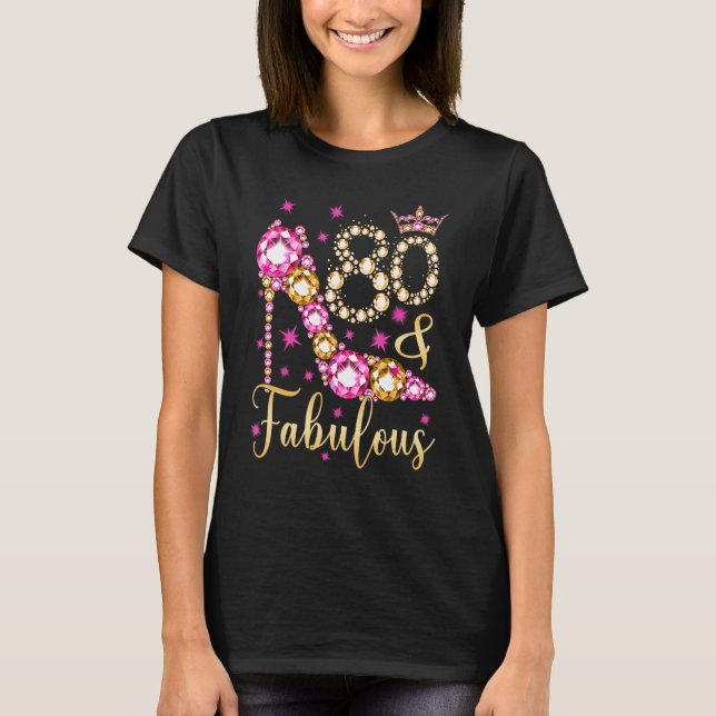 80 And Fabulous It s My 80th Birthday Women Crown  T-Shirt (Front)