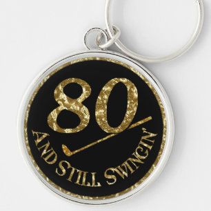 80 And Still Swingin' Golf Balls Key Ring