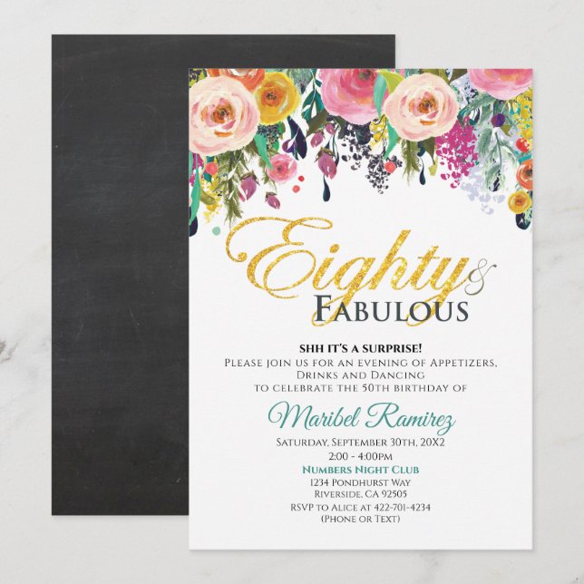 80 Anniversary Fabulous Invitation (Front/Back)