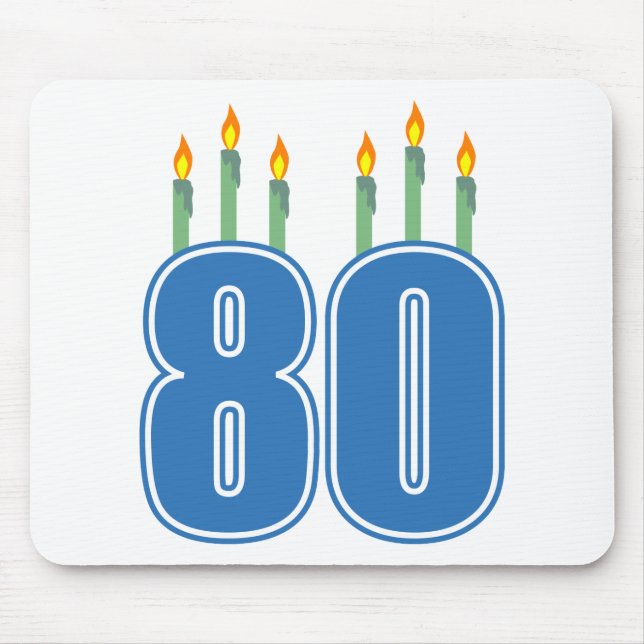 80 Birthday Candles (Blue / Green) Mouse Mat (Front)