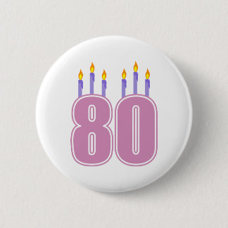 80 Birthday Candles (Pink / Purple) 6 Cm Round Badge
