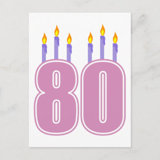 80 Birthday Candles (Pink / Purple) Postcard