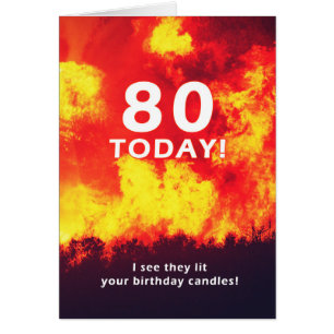 80 Birthday Forest Fire Candle Humor 