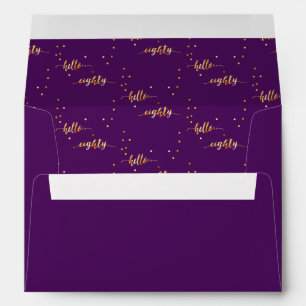 80 birthday purple gold typography envelope