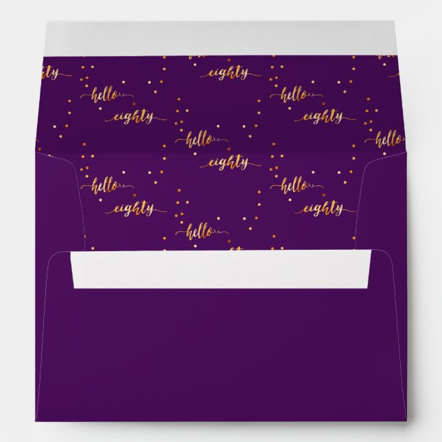 80 birthday purple gold typography envelope (Back (Bottom))