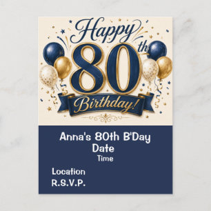 80 Birthday Save the Date Postcard