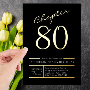 80 Black 80th Birthday Party Gold